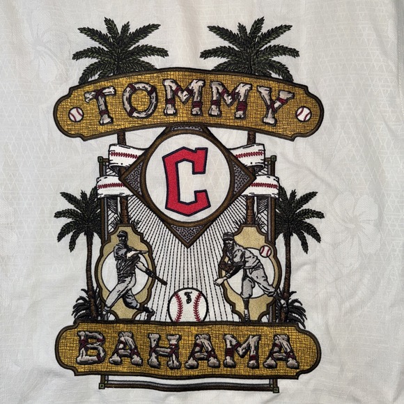 Cleveland Guardians Tommy Bahama 100% Silk Pitchers Paradiso Camp Shirt Sz S NEW - Picture 12 of 13